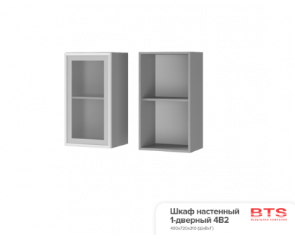 4В2 Шкаф настенный 1-дверный со стеклом Альфредо, BTS