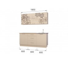 Гарнитур кухонной мебели Бордо-ваниль1,8 накл.мойка