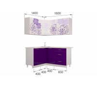 Гарнитур кухонной мебелиБордо-Виолет угловой 1,4*1,6