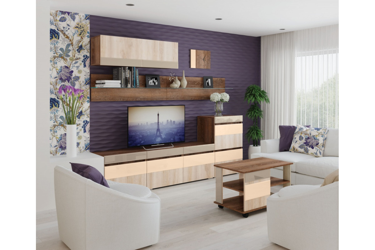 Мебель в гостиную модульная в современном стиле дуб прованс