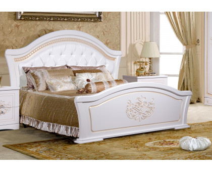 Кровать Графиня с ножным щитом КМК 0379.10 (Белый металлик+золото), КМК мебель