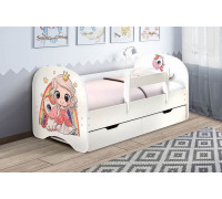 Кровать с фотопечатью с ящиками 800*1900 Принцесса (Белый)