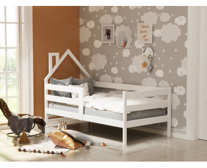 Кроватка-домик с бортиками из массива Анита-4 Белый 800*1600, Эльбрус-М