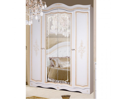 Шкаф для одежды 4Д Графиня КМК 0523 (Белый металлик+золото), КМК мебель