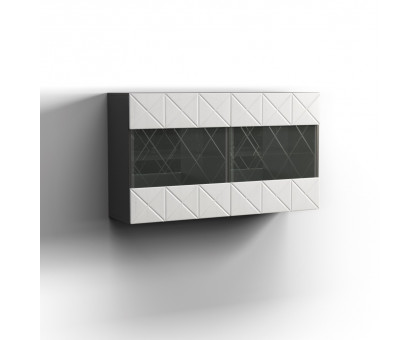 Шкаф навесной 2Д Монако, Графит/белый глянец 0673.28, КМК мебель