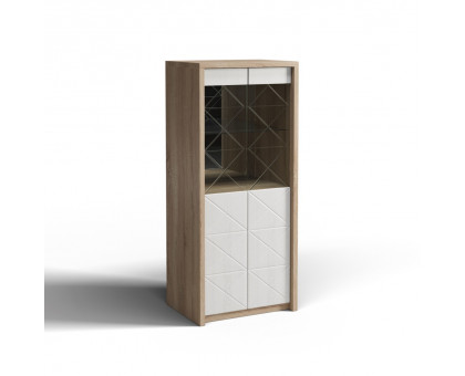 Шкаф с витриной 2Д Монако КМК 0673.5, дуб сонома/дуб полярный, КМК мебель