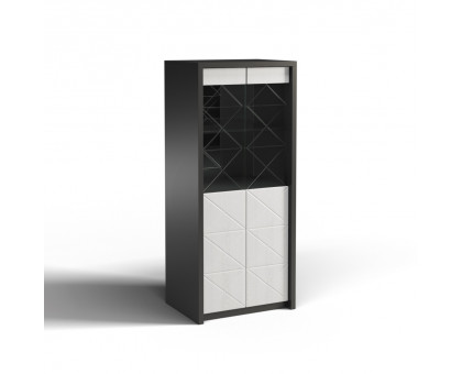 Шкаф с витриной 2Д Монако КМК 0673.5, графит/белый глянец, КМК мебель